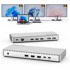 WAVLINK Triple 4K Monitor USB-C Docking Station 100W Charging 3x HDMI 2x DP