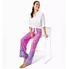Lilly Pulitzer Bal Harbour Palazzo Pants Pink Isle Slathouse Preppy Womens Large