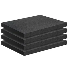 4 PCS Black Foam Padding, 16x12x1 Inch, Polyurethane, High Density, Cuttable