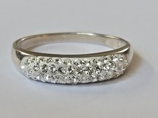 Sterling Silver  1/2 ETERNITY Pave C Z Ring Size 7  VINTAGE