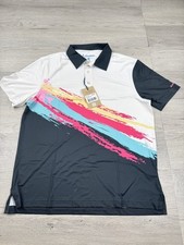 Chubbies Shirt Mens M Polo Performance Stretch Golf Splash Paint All Over Print