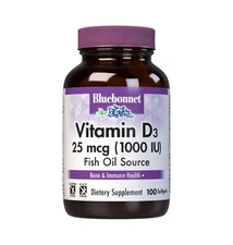 Bluebonnet Nutrition Vitamin D3 1000 IU Softgels Aids in Muscle and Skeletal ...