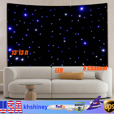 13x13ft LED Stage Backdrop Blue & White Light Starry Sky Backdrop Star Curtain