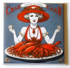 Woman with Red Crabs FRIDGE MAGNET
