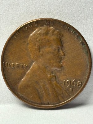 1968 D Lincoln Penny with errors on the rim; see description