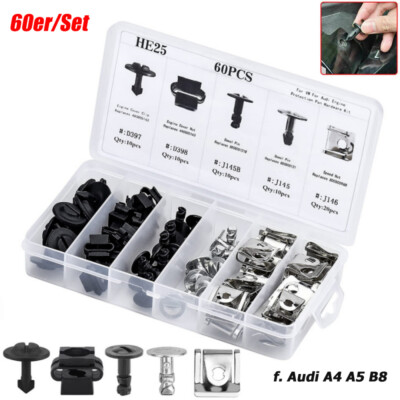 60x Motorschutz Unterfahrschutz Einbausatz Clips Schraube für VW Audi A4 A5 B8