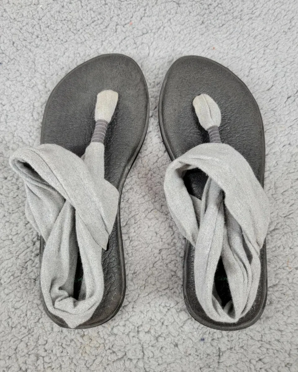 sanuk sandals size 6 women's Grey sling flip flops