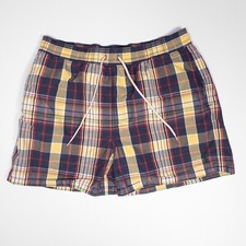 Polo Ralph Lauren Plaid Lined Swim Trunks Shorts Elastic Waist Casual Mens Large