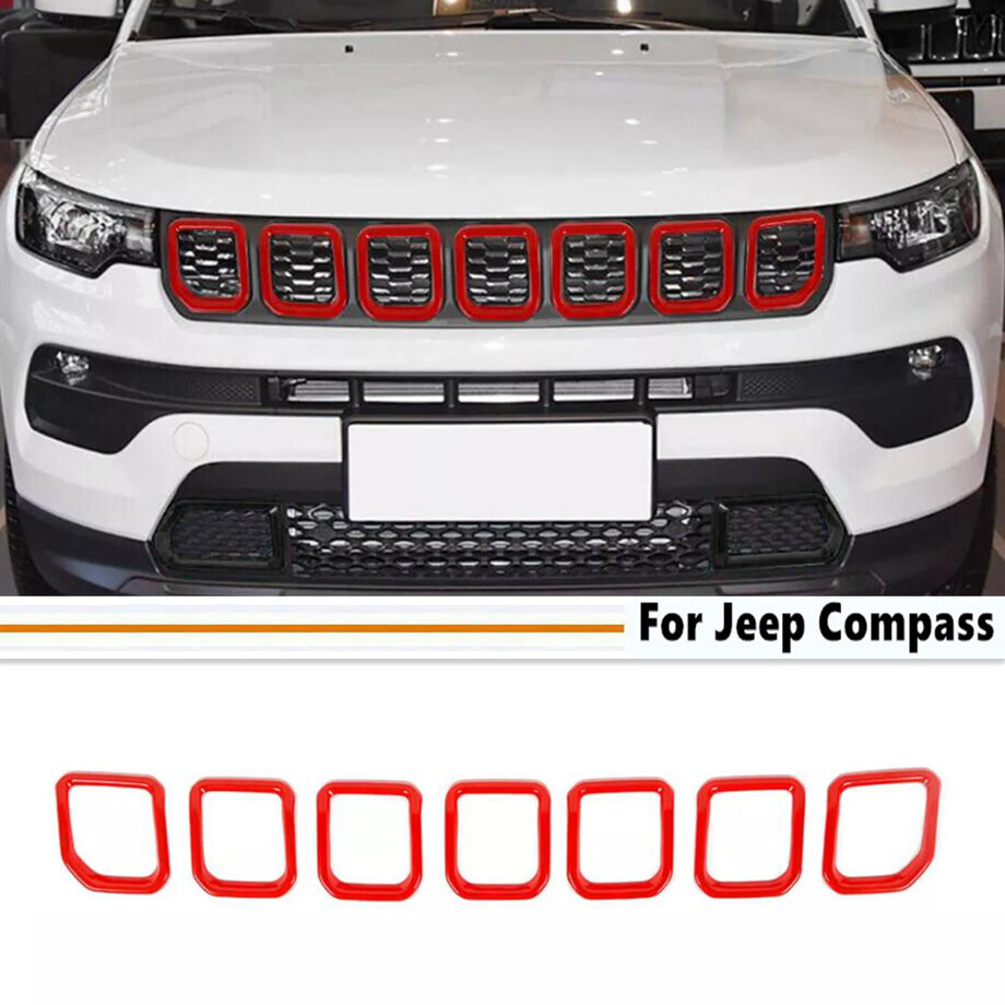 2022-2025 Jeep Compass ABS Red Front Grille Insert Cover 7P Trim