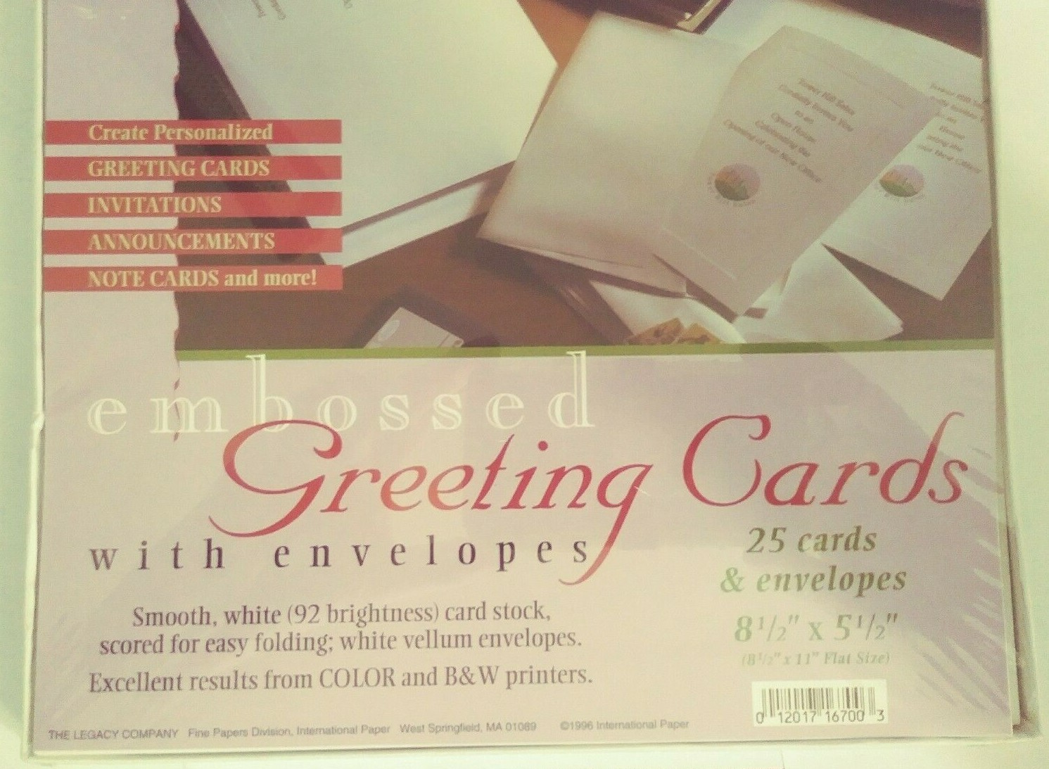 Legacy Greeting Card Kit 25 Cards Envelopes Embossed Inkjet Laser Personalize eBay