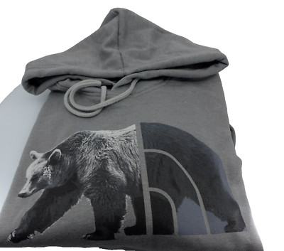 The North Face Mens Gray Bear Printed Long Sleeve Hoodie Size S New