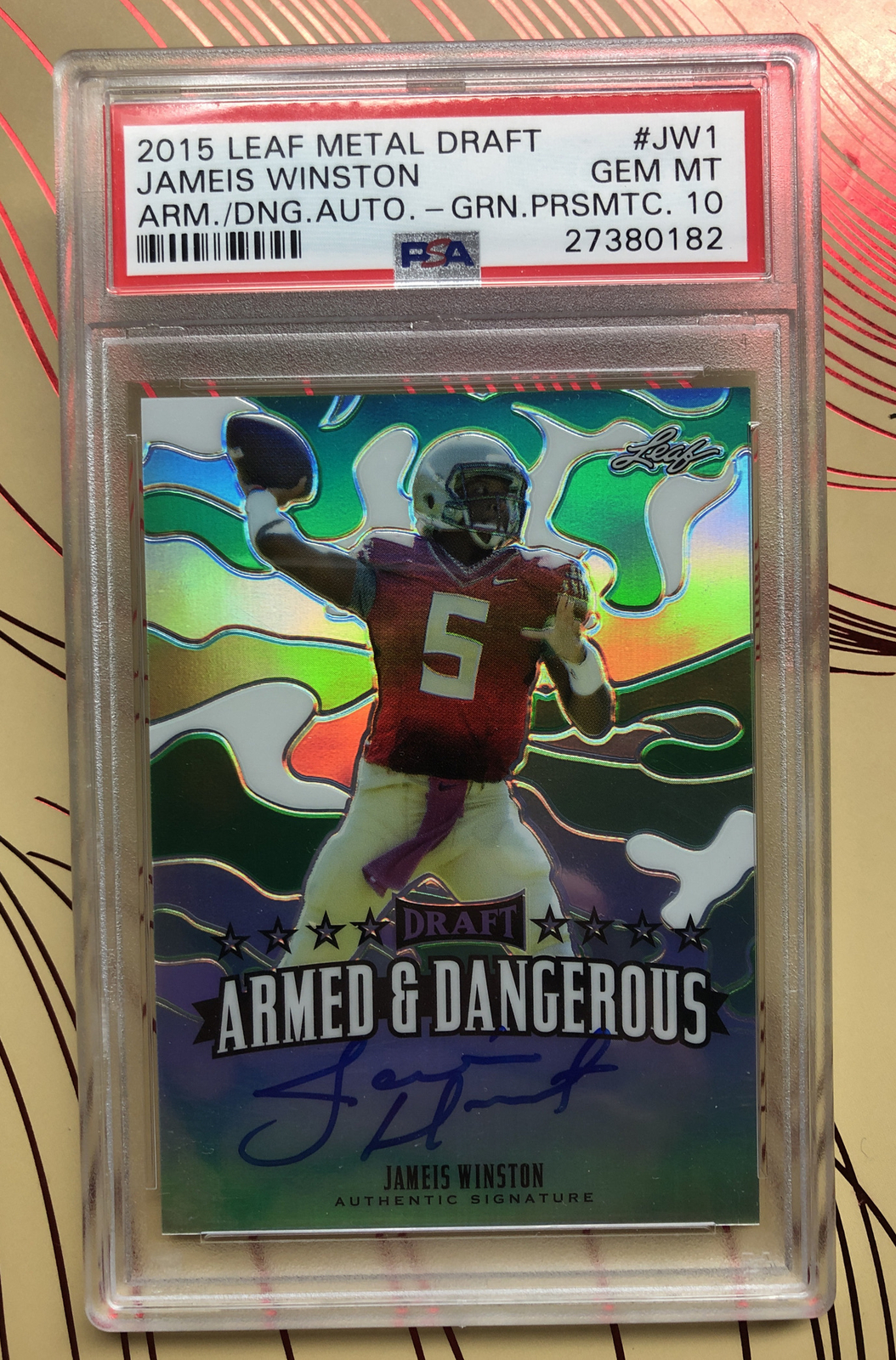 Jameis Winston Leaf Metal Draft Armed & Dangerous Autographs #JW1 Green Prismatic