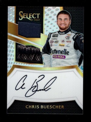 2017 SELECT SILVER PRIZM CHRIS BUESCHER DUAL RACE USED RELIC AUTO AUTOGRAPH