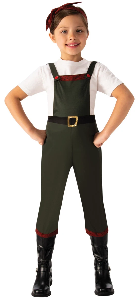 Girls Land Girl 1940s 40s 50s Overalls Car Mechanic Fancy Dress Costume 4 14
