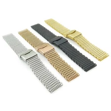 StrapsCo 4mm Thick Shark Mesh Stainless Steel Watch Band Strap
