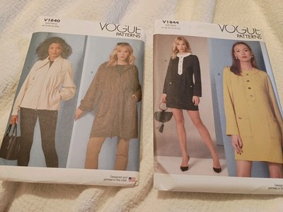2 Vogue Patterns 1840 & 1844 Sixties Style Dress & Jacket W/Collar &Hood Sz S-2X