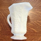 VTG MILK GLASS WEDDING WHITE GRAPES 6 3/4" PITCHER 1938 - 1943 20 oz see photos