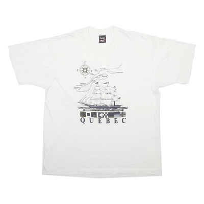 FRUIT OF THE LOOM Camiseta Gráfica Blanca Quebec Manga Corta Cuello Redondo XL - Imagen 1 de 4