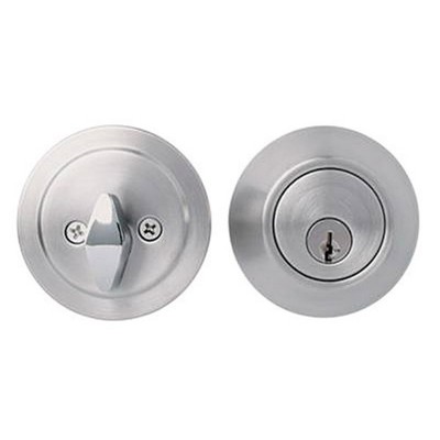 Home Plus LA2132 Satin Chrome Single Cylinder Deadbolt 2-1/2 H x 2-1/2 W in.