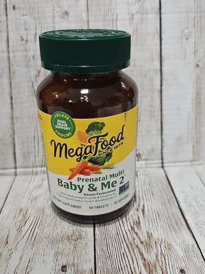 MegaFood Baby & Me 2 60 Tablet Prenatal Vitamin. Exp 07/2026