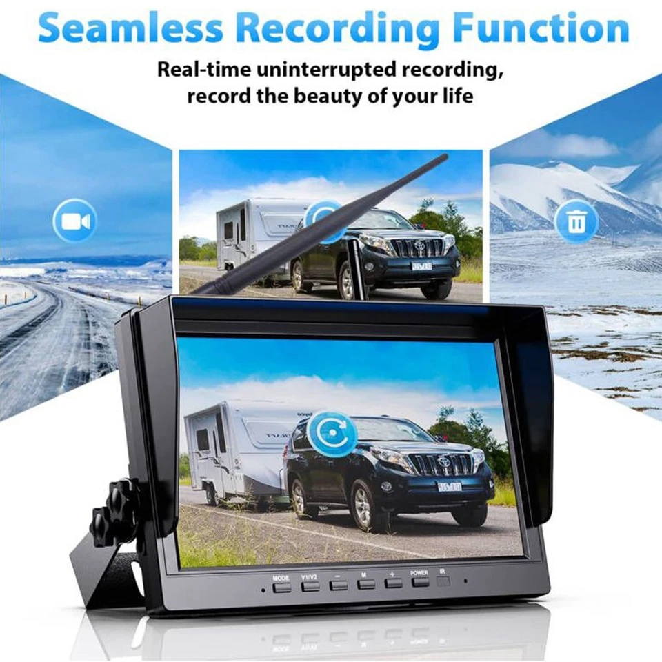 10" Wireless Backup Camera Quad Split Monitor w/Recording for RV/Truck/Trailer - Image 3 of 4