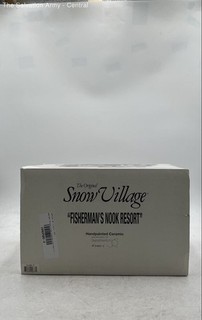 Department 56 Ceramic Handpainted Snow Village Fisherman's Nook Resort In Box