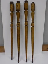 4 Antique Carved Tapered Turned Staircase Spindles/Table Legs