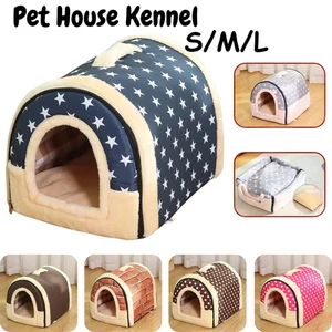 Pet Dog House Kennel Soft Igloo Beds Cave Cat Puppy Bed Doggy Warm Cushion Fold