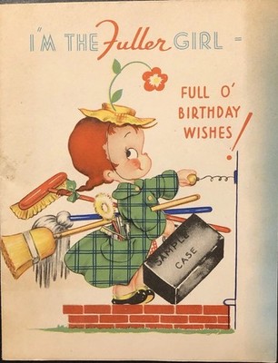Vtg  Birthday Card Adorable Fuller Girl Full Of Birthday Wishes Case Well Wishes