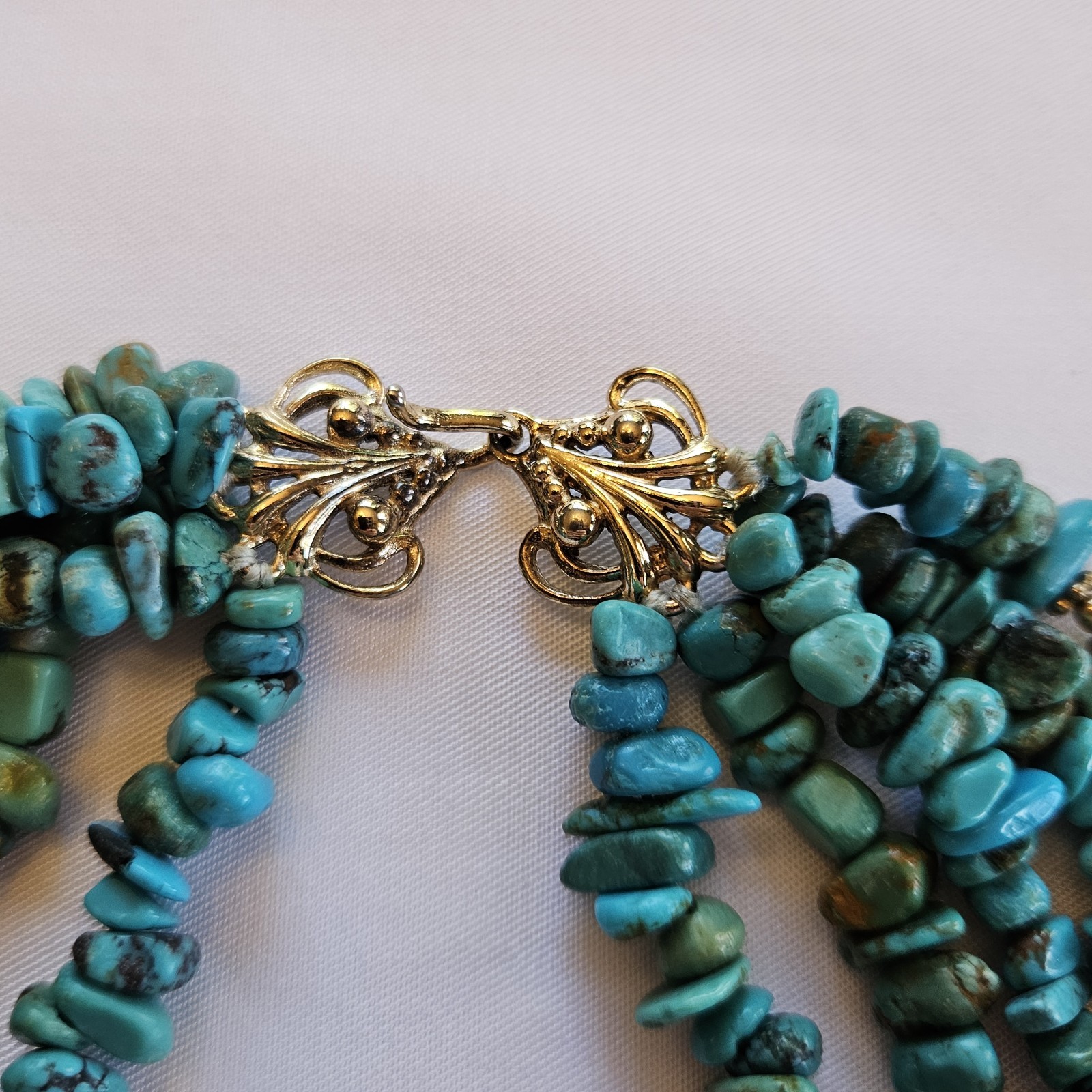 5 Strand Multisized Turquoise and Ruby Beaded Nec… - image 3