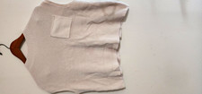 Cream Ribbed Knit Mock Neck Sweater Vest Size L Pocket Preppy Indie