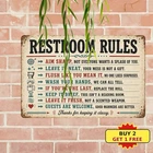 Funny Farmhouse Bathroom Toilet Rules Tin Sign Vintage Restroom Decor 8x12
