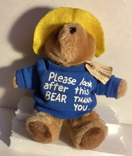1981 Paddington Bear 10  Eden Toys Tag  Tush Tag Korea Blue Sweatshirt Logo