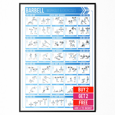 Langhantel Workout Poster Gym Training Wandtafel Fitness Druck A5 A4 A3