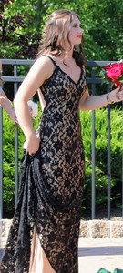Jovani Lace Prom Dress Black Size 6 sequins