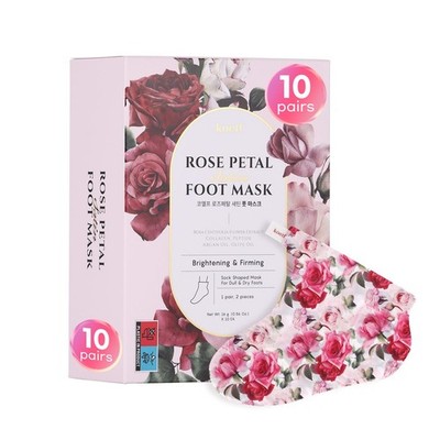 Rose Petal Satin Foot Mask (10pairs) - Intensive Nourishing Socks, Rose Scent...