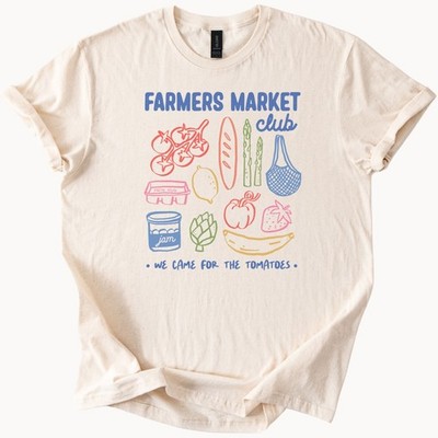 Farmers Market Club Graphic T Shirt Tomato Bread Strawberry Jam Food Shirt