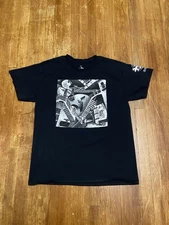 MC Escher T Shirt Staircase Illusion Black Large Official Art Tee Globe Sphere