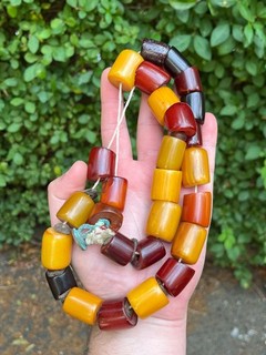 Vintage Phenolic Cherry Amber Bakelite & Catalin Bead Necklace Faturan Ottoman