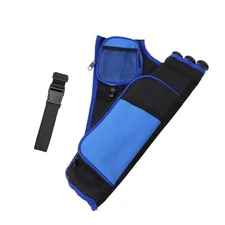 3-Tubes Hip Quiver Waist Hanged Archery Arrow Carry Bag with Pockets bue