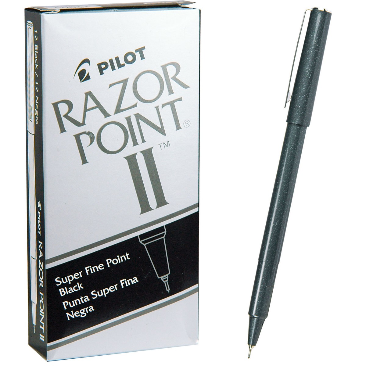 Pilot Razor Point II 11009, Black 0.2mm Super Fine Plastic Point