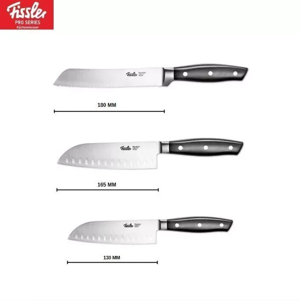 Fissler KüChenmesser-Set 3Tlg - Brotmesser + 2X Santoku Messer, Messerset-image