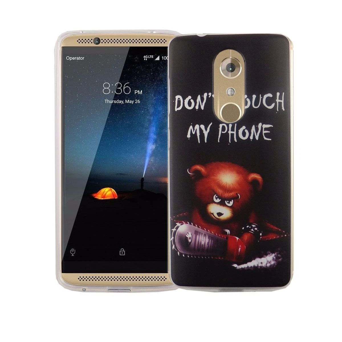 Custodia In Vera Pelle Suncase Slim-Edition Per ZTE Axon 9 Pro - Marrone Cognac Anticato, Con Linguetta - 3
