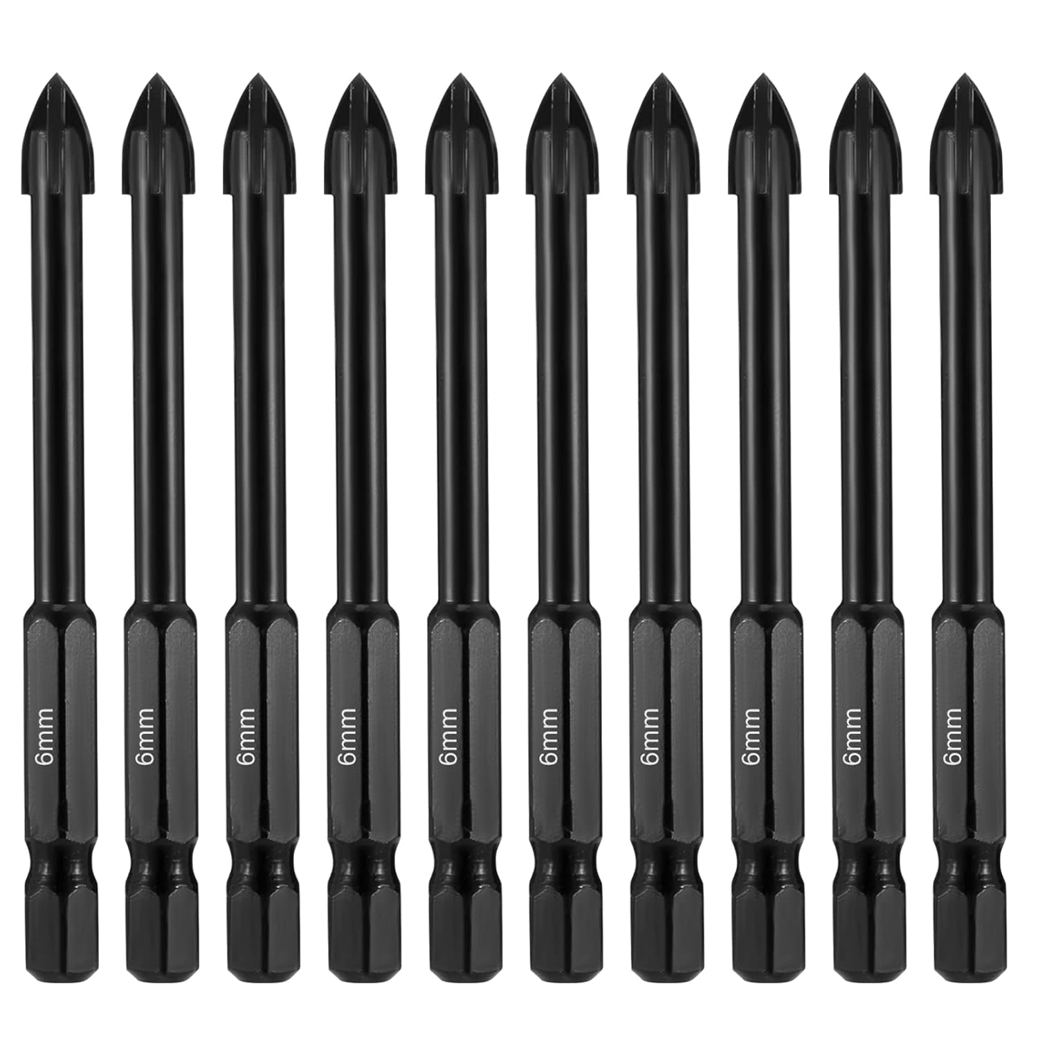 Glass and Tile Drill Bit 6Mm, 10 Pcs Masonry Drill Bits Set Hex Shank Concrete