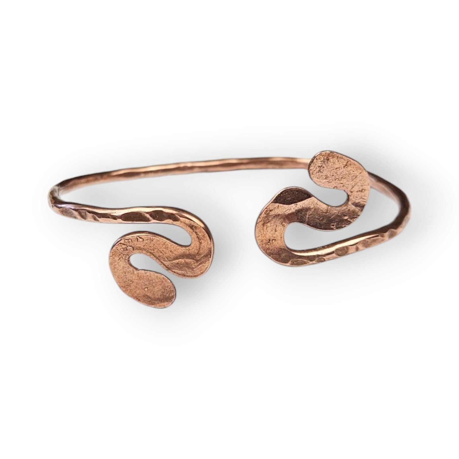 Hammered Solid Copper Cuff Bracelet Wire Twist Op… - image 7