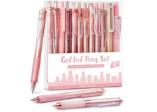 12Pack Pastel Gel Ink Pen Set, 11 Pack Black Ink Pens with 1Pack Highlighter for