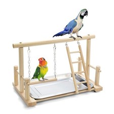 Natural Wood Bird Playground Parrot Perch Playstand Play Gym Stand Playpen Pe...
