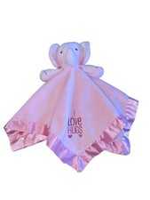 Stepping Stones Baby Elephant Lovey Security Blanket Pink Satin I Love Hugs