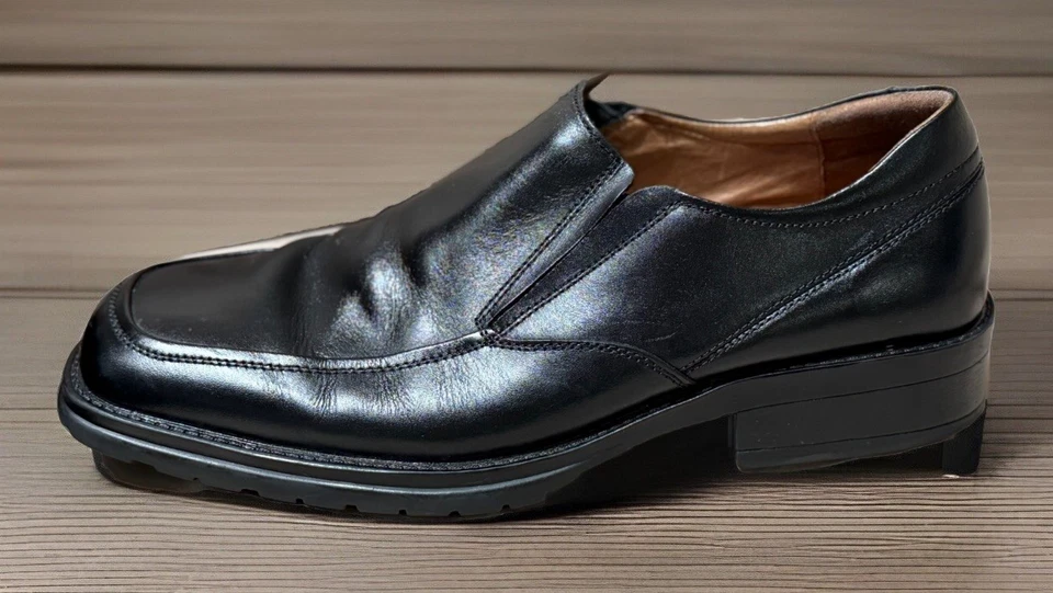 Men’s Borelli Black Slip On Loafers Size 11 Leather Dress Casual Work - Image 2 of 4