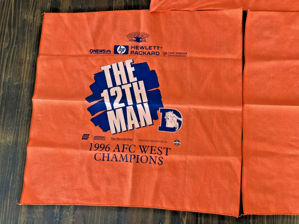 3 Vintage 1996 Denver Broncos THE 12TH MAN AFC West Champions Rally Towels - Image 2 of 4